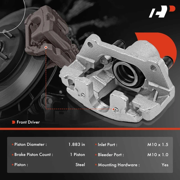 1-PC Brake Caliper, Front Left Driver Side, 1-Piston, A-Premium APBC4089