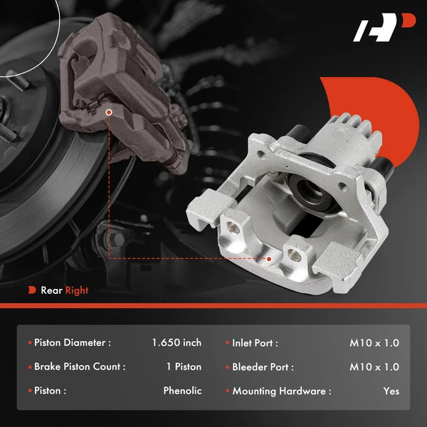 1-Pc Brake Caliper with Bracket Rear Right Passenger Side 1-Piston A-Premium APBC4642