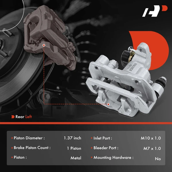 1-PC Brake Caliper, Rear Left Driver Side, 1-Piston, A-Premium APBC3343
