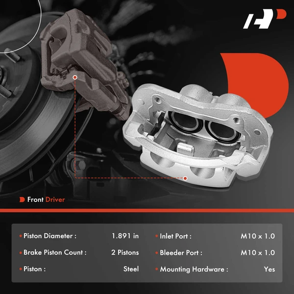 1 -Pc Brake Caliper Front Left Driver Side 2-Piston A-Premium APBC3875