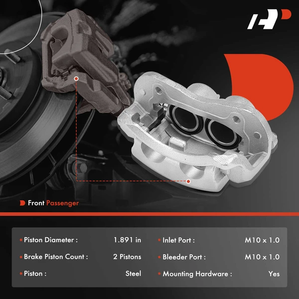 1 -Pc Brake Caliper Front Right Passenger Side 2-Piston A-Premium APBC3876