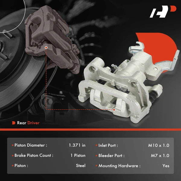 1-PC Brake Caliper, Rear Left Driver Side, 1-Piston, A-Premium APBC4092