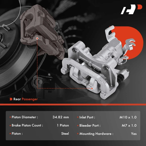 1-PC Brake Caliper, Rear Right Passenger Side, 1-Piston, A-Premium APBC4093