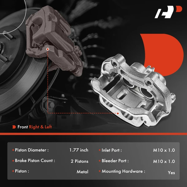 2-PC Brake Caliper, Front Driver & Passenger, 2-Piston, A-Premium APBC2025