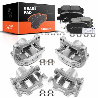 12 Pcs Front & Rear Brake Calipers & Ceramic Brake Pads