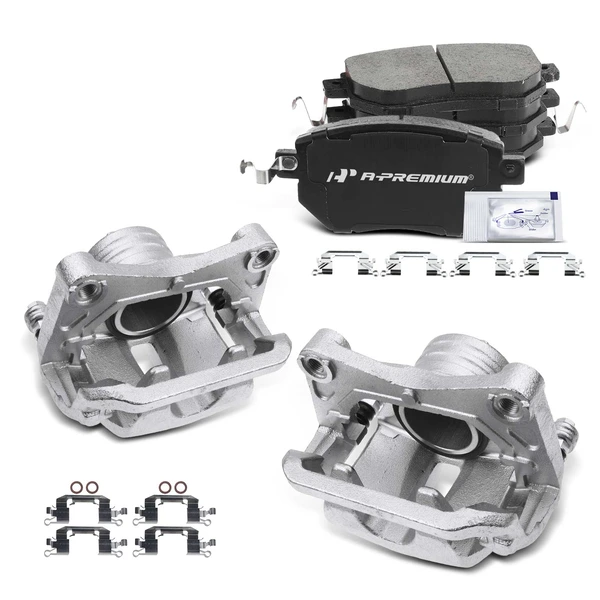2003-2012 Nissan Murano 6-Pc Brake Caliper and Pad Kit Front Driver & Passenger 1-Piston A-Premium APBC3522