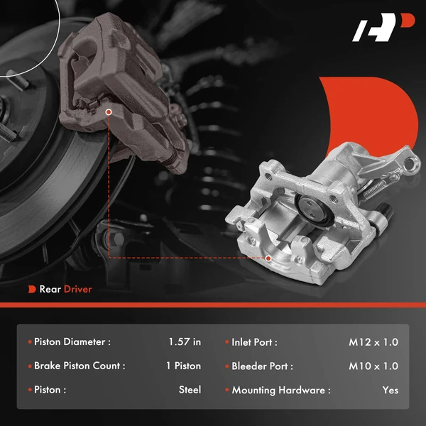 1-PC Brake Caliper, Rear Left Driver Side, 1-Piston, A-Premium APBC4095