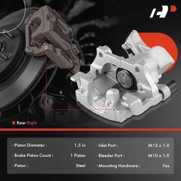 1-Pc Brake Caliper Rear Right Passenger Side 1-Piston A-Premium APBC2032