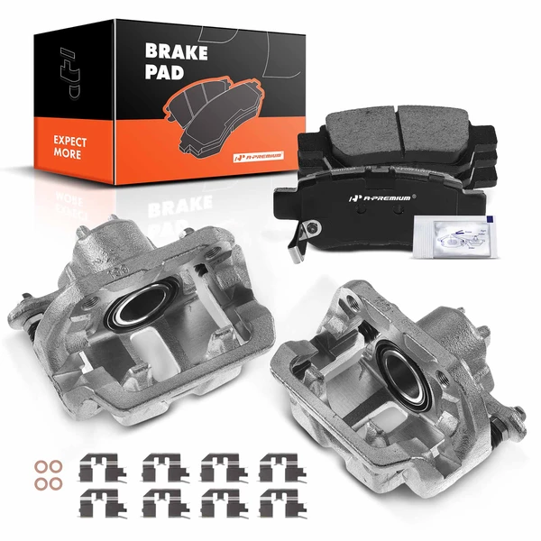 2005-2010 Honda Odyssey 6-Pc Brake Caliper and Pad Kit Rear Driver & Passenger 1-Piston A-Premium APBC3479