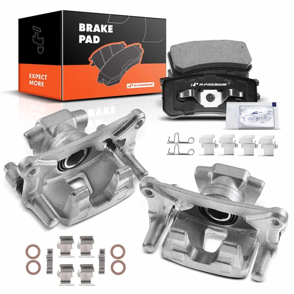 6-PC Brake Caliper + Brake Pad, Rear Driver & Passenger, 1-Piston, A-Premium APBC3734
