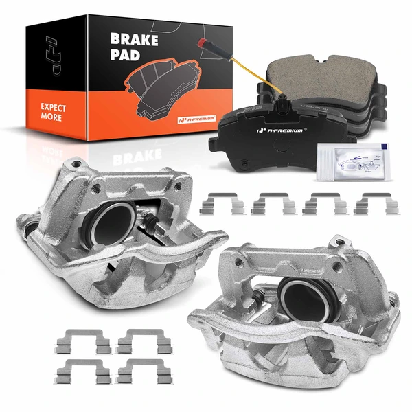 6-PC Brake Caliper + Brake Pad, Front Driver & Passenger, 2-Piston, A-Premium APBC3735