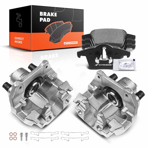 2003-2014 Volvo XC90 6-Pc Brake Caliper and Pad Kit Rear Driver & Passenger 1-Piston A-Premium APBC3480