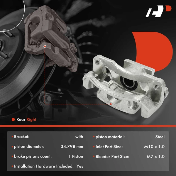 1-PC Brake Caliper, Rear Right Passenger Side, 1-Piston, A-Premium APBC4368