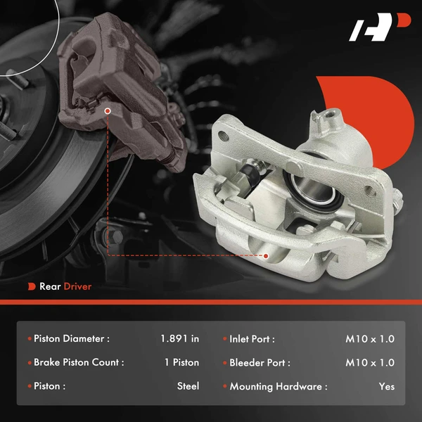 1-PC Brake Caliper, Rear Left Driver Side, 1-Piston, A-Premium APBC0284