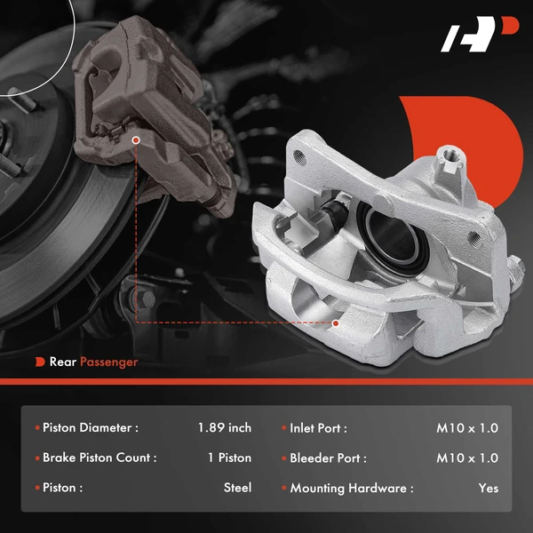 1-PC Brake Caliper, Rear Right Passenger Side, 1-Piston, A-Premium APBC0285