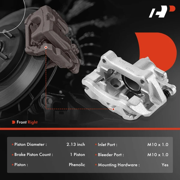 1-Pc Brake Caliper with Bracket Front Right Passenger Side 1-Piston A-Premium APBC4637