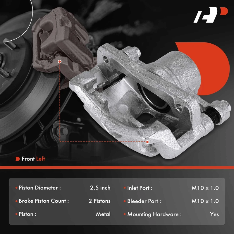 1-PC Brake Caliper, Front Left Driver Side, 1-Piston, A-Premium APBC0999