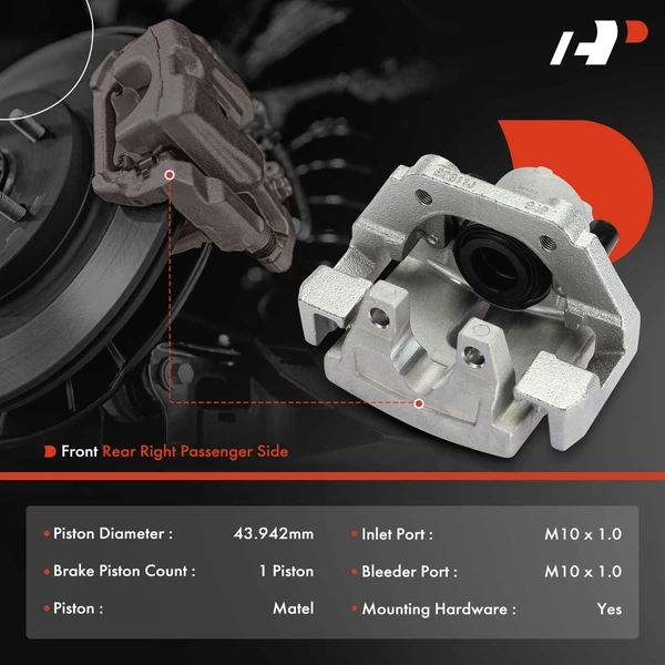 1-PC Brake Caliper, Rear Right Passenger Side, 1-Piston, A-Premium APBC3831