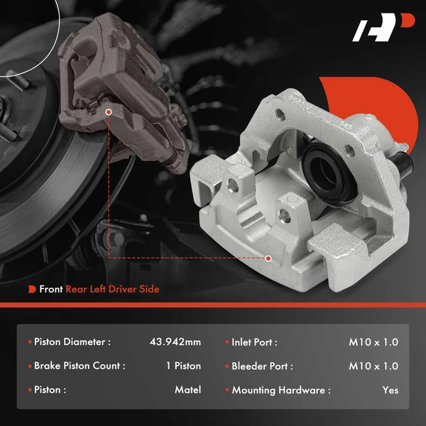 1-PC Brake Caliper, Rear Left Driver Side, 1-Piston, A-Premium APBC3832