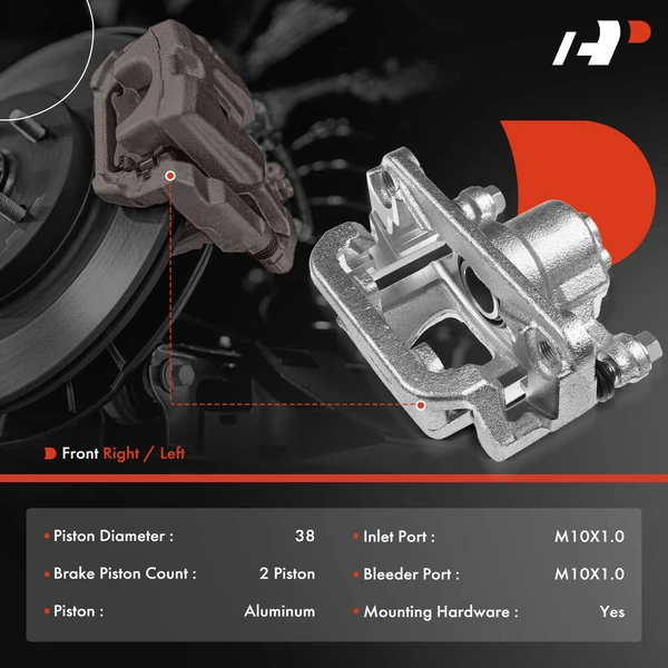 1-PC Brake Caliper, Rear Right Passenger Side, 2-Piston, A-Premium APBC3834