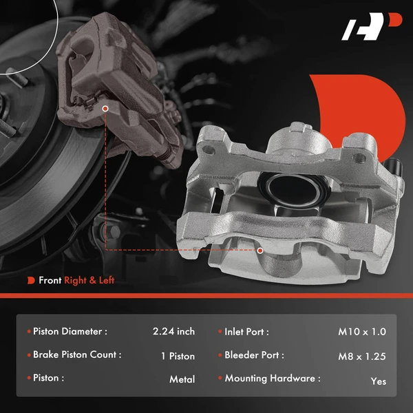 2-PC Brake Caliper, Front Driver & Passenger, 1-Piston, A-Premium APBC1101