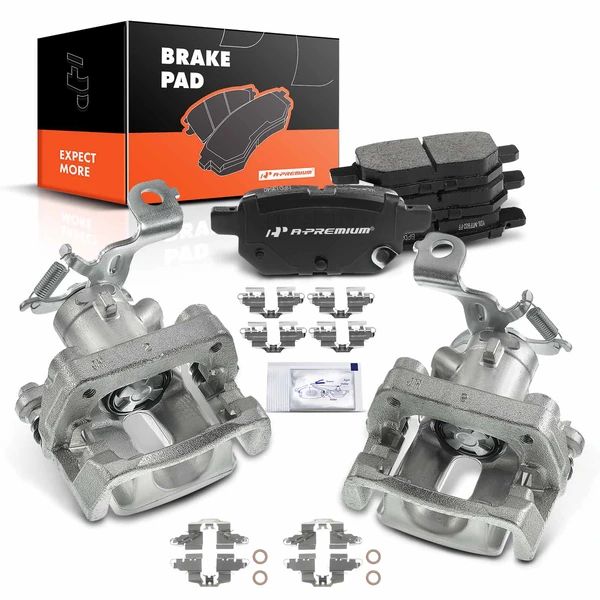 2009-2014 Toyota Matrix 6-Pc Brake Caliper and Pad Kit Rear Driver & Passenger 1-Piston A-Premium APBC3492
