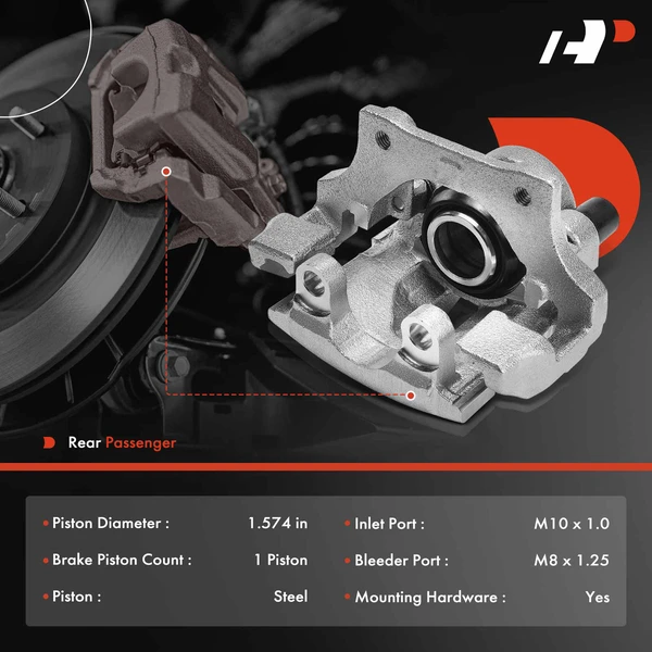 1-PC Brake Caliper, Rear Right Passenger Side, 1-Piston, A-Premium APBC4224