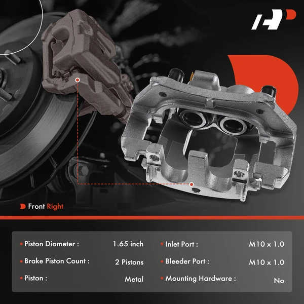 1-PC Brake Caliper, Front Right Passenger Side, 2-Piston, A-Premium APBC0860
