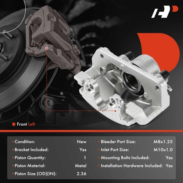 1-Pc Brake Caliper with Bracket Front Left Driver Side 1-Piston A-Premium APBC4500