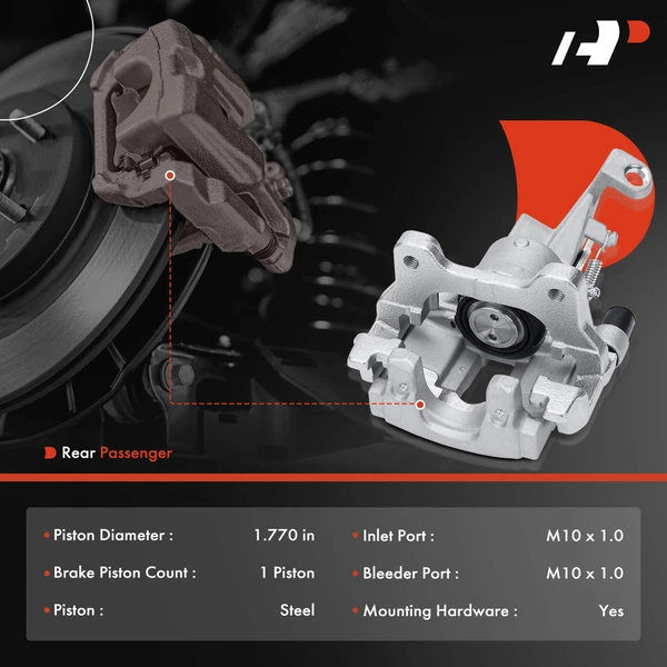 1-PC Brake Caliper, Rear Right Passenger Side, 1-Piston, A-Premium APBC4114