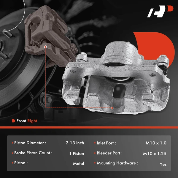 1-PC Brake Caliper, Front Right Passenger Side, 1-Piston, A-Premium APBC0836