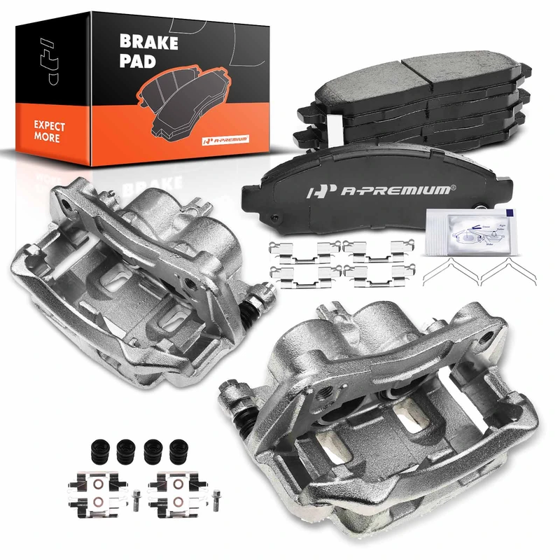 6-PC Brake Caliper + Brake Pad, Front Driver & Passenger, 2-Piston, A-Premium APBC3481