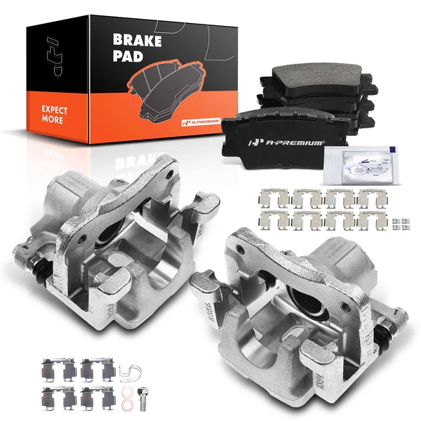 6-PC Brake Caliper + Brake Pad, Rear Driver & Passenger, 1-Piston, A-Premium APBC3483