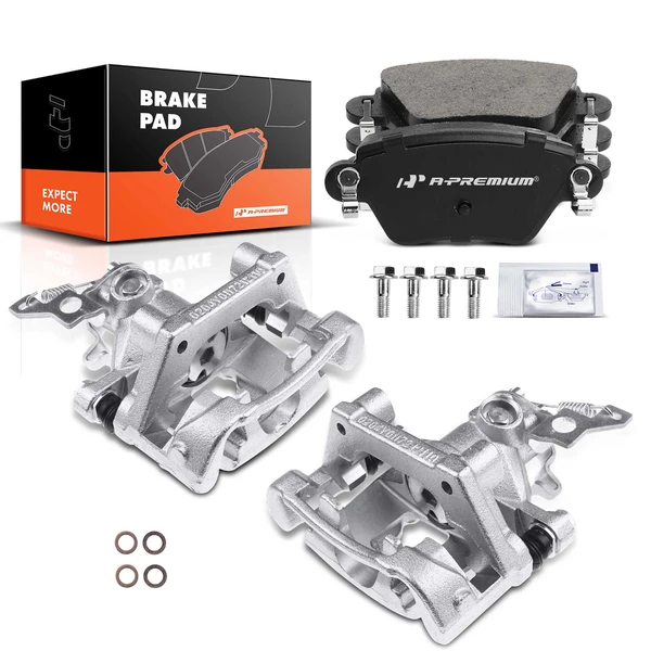 6-PC Brake Caliper + Brake Pad, Rear Driver & Passenger, 1-Piston, A-Premium APBC3523