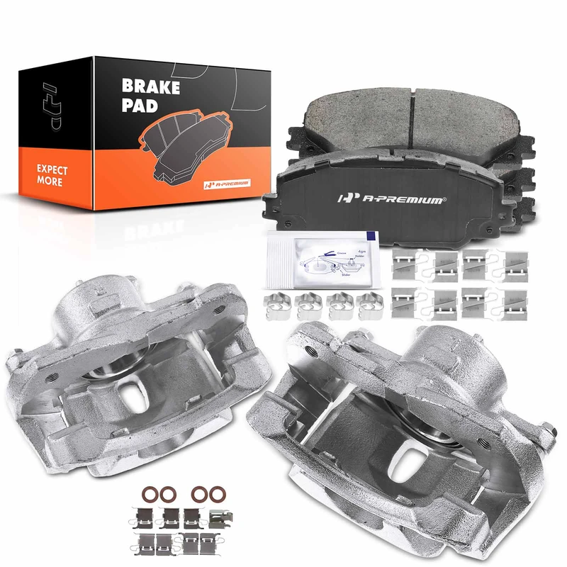 6-PC Brake Caliper + Brake Pad, Front Driver & Passenger, 1-Piston, A-Premium APBC3485