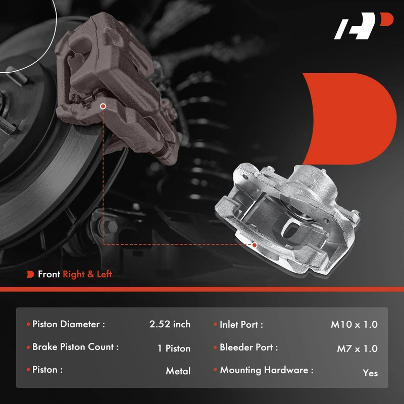 6-PC Brake Caliper + Brake Pad, Front Driver & Passenger, 1-Piston, A-Premium APBC3485