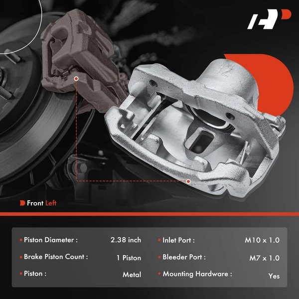1-PC Brake Caliper, Front Left Driver Side, 1-Piston, A-Premium APBC2430