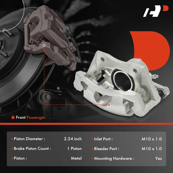 1-PC Brake Caliper, Front Right Passenger Side, 1-Piston, A-Premium APBC3830