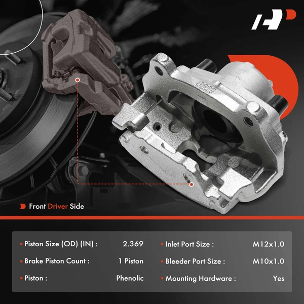 1-Pc Brake Caliper Front Left Driver Side 1-Piston A-Premium APBC4423