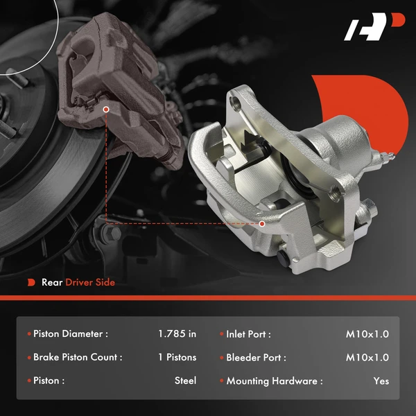 1-Pc Brake Caliper Rear Right Passenger Side 1-Piston A-Premium APBC4415