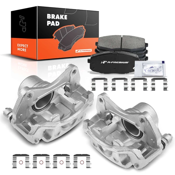 6 Pcs Front Brake Calipers & Ceramic Brake Pads for 2010-2013 Kia Forte Koup