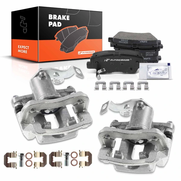 2011-2016 Hyundai Elantra 6-Pc Brake Caliper and Pad Kit Rear Driver & Passenger 1-Piston A-Premium APBC3497