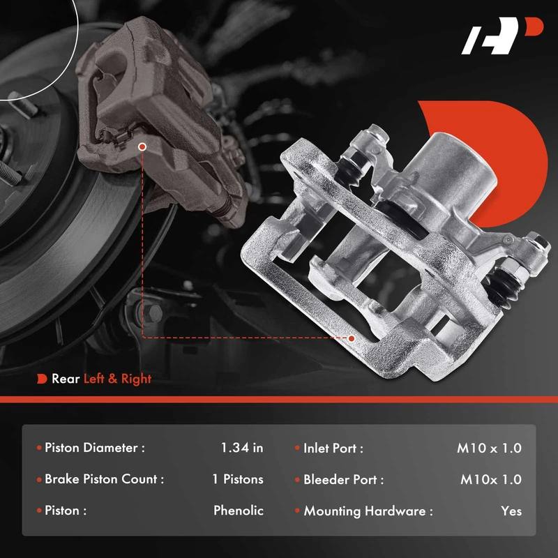 6-PC Brake Caliper + Brake Pad, Rear Driver & Passenger, 1-Piston, A-Premium APBC3498