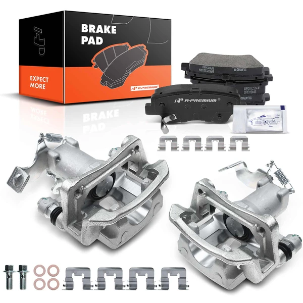 2014-2018 Kia Forte5 6-Pc Brake Caliper and Pad Kit Rear Driver & Passenger 1-Piston A-Premium APBC3499