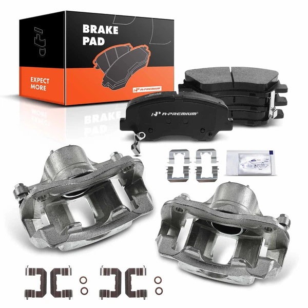 2012-2017 Kia Rio 6-Pc Brake Caliper and Pad Kit Front Driver & Passenger 1-Piston A-Premium APBC3502