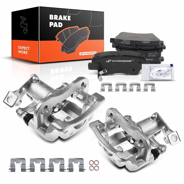 6 Pcs Rear Brake Calipers & Ceramic Brake Pads for 2012-2017 Kia Rio