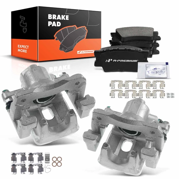 2013-2018 Toyota Avalon 6-Pc Brake Caliper and Pad Kit Rear Driver & Passenger 1-Piston A-Premium APBC3503