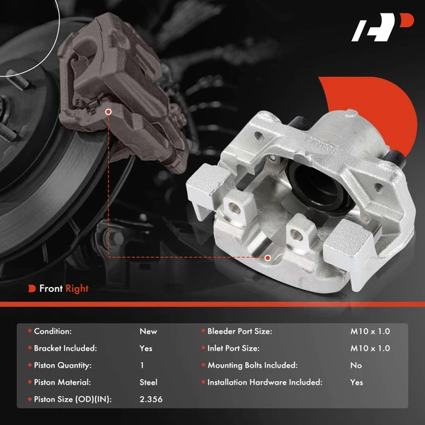1-Pc Brake Caliper with Bracket Front Right Passenger Side 1-Piston A-Premium APBC4443