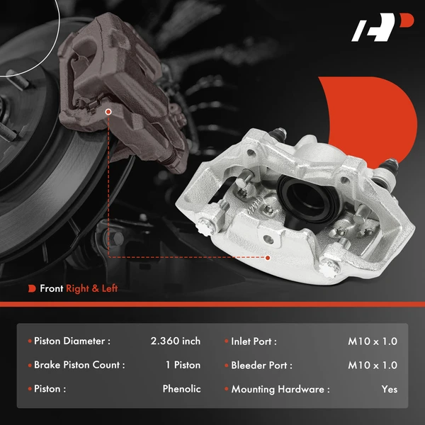 2-Pc Brake Caliper with Bracket Front Driver & Passenger 1-Piston A-Premium APBC4527