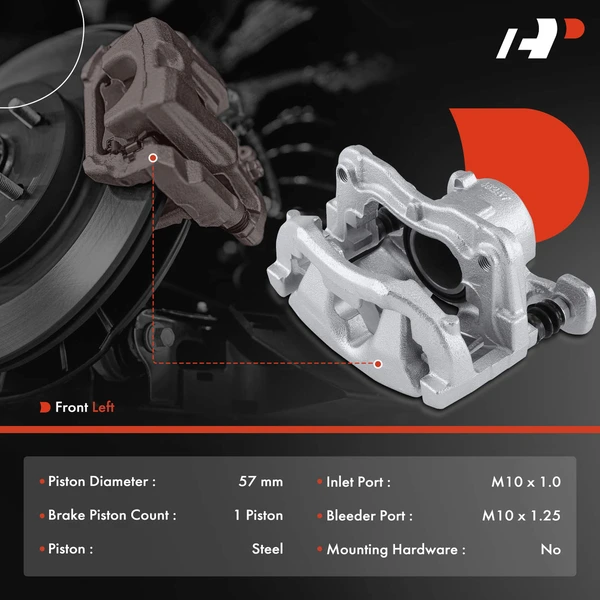 1 -Pc Brake Caliper Front Left Driver Side 1-Piston A-Premium APBC3897